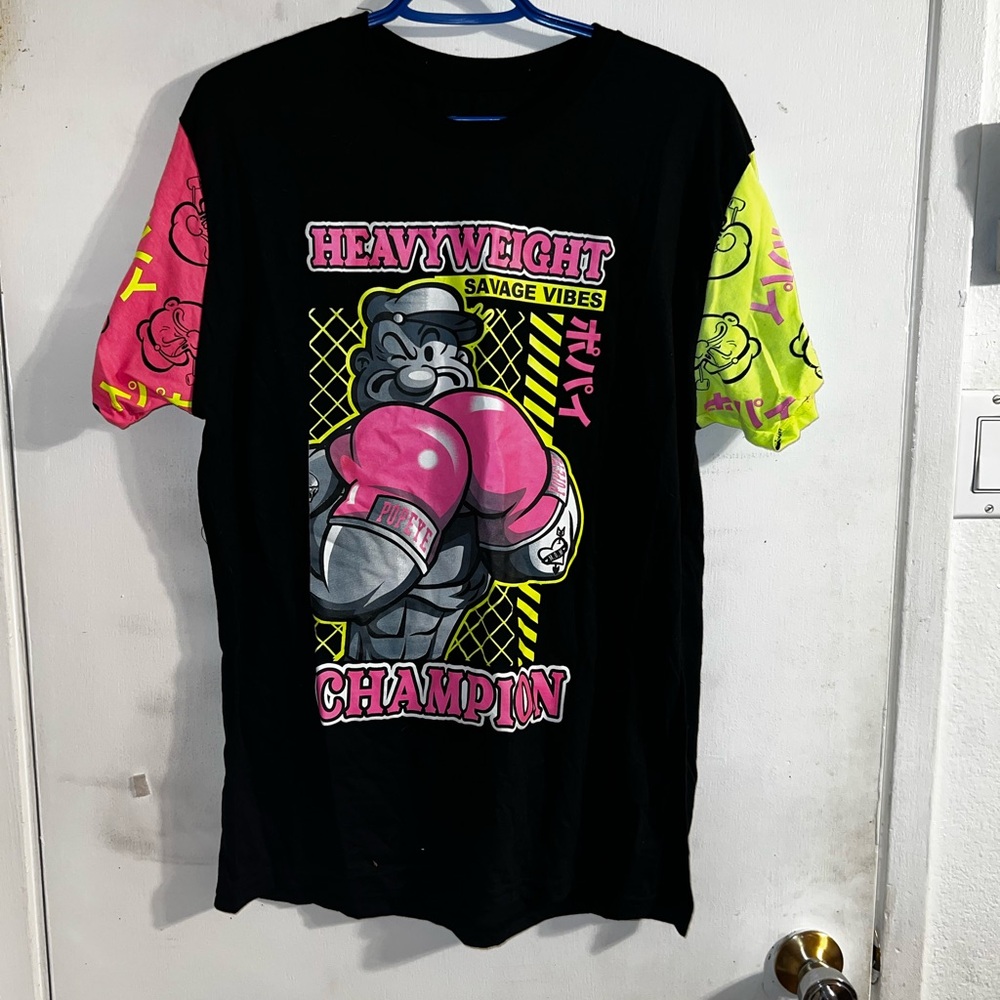 Black and Pink Short Sleeve Graphic Tee